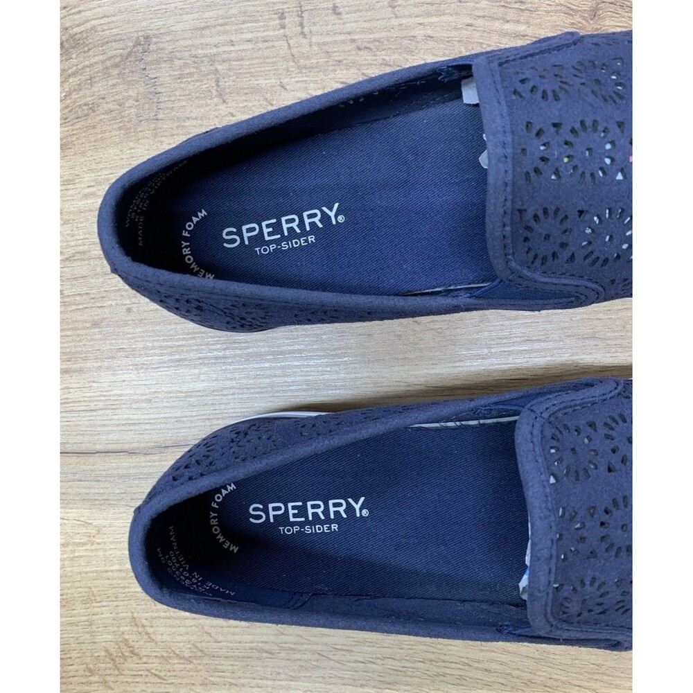 Sperry Slip On Shoes Womens 9 M  Navy Perforated Memory Foam Casual Flats - Picture 11 of 12